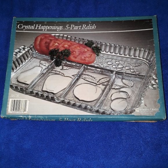 Vintage Indiana Glass Vintage Crystal Happenings 5-Part Relish Tray No. 3678 - Picture 1 of 4